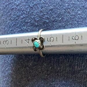 Rings tiny child's.  Native American. Sterling Turquoise sz 4 1/2